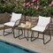 Costway 3PCS Patio Rattan Bistro Set Cushioned Chair Glass Table Deck White\Turquoise
